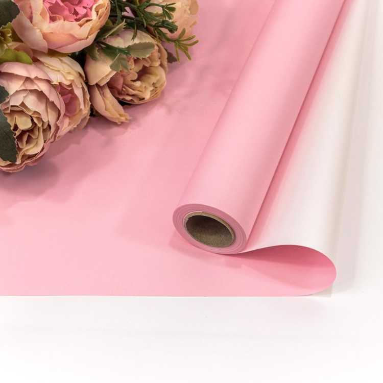 Плёнка 0,58*10м матовая двухсторонняя 60мкм Розовый/Серебристый 1/30 Арт: 1604/182