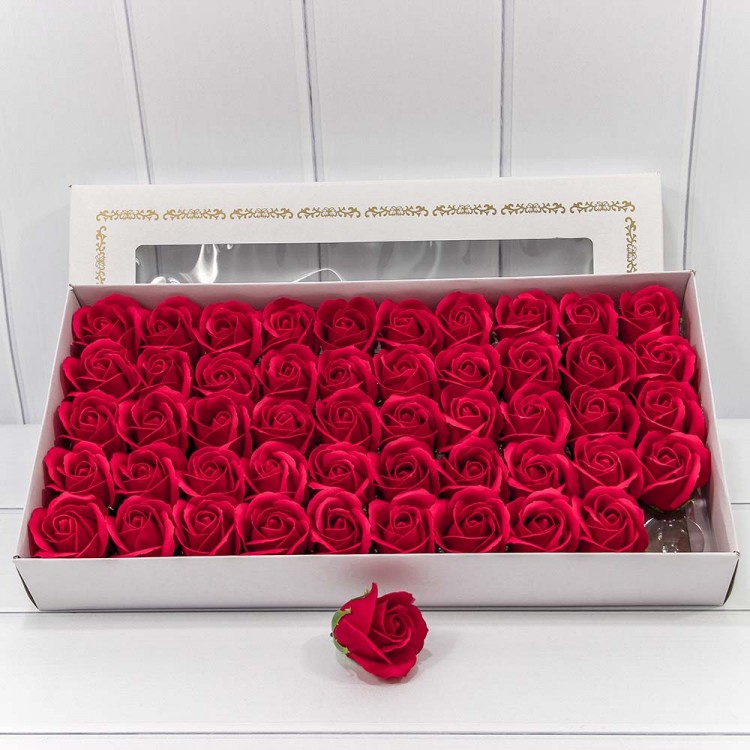Декоративный цветок-мыло "Роза" класс А Малиново-красный 5,5*4 50шт. 1/20 Арт: 420055/17