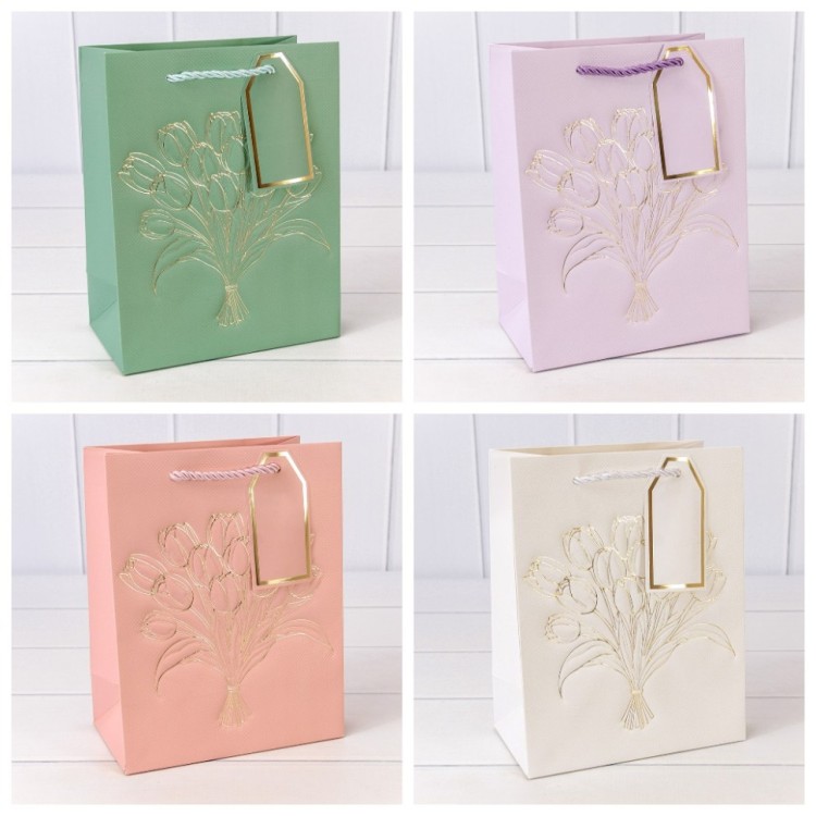 Пакет подарочный с тиснением "Букет" (микс) 18*23*10 210г 1/20 1/360 Арт: 000330E