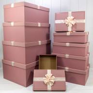 Коробки Прямоугольные Набор 1/10 53*43*26 с бантом Пудровый 1/1 Арт: 721317/1 - Коробки Прямоугольные Набор 1/10 53*43*26 с бантом Пудровый 1/1 Арт: 721317/1