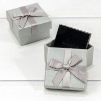 Коробка Квадратная 5*5*3 с бантиком Серебряный 1/24 1/720 Арт: 62555/5