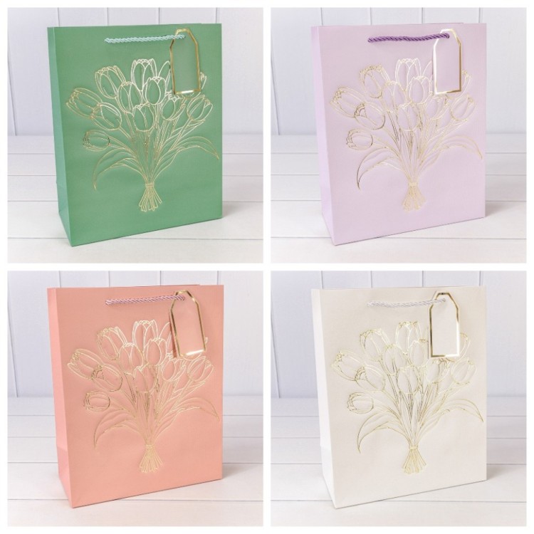 Пакет подарочный с тиснением "Букет" (микс) 26*32*12 210г 1/20 1/240 Арт: 000330C 1