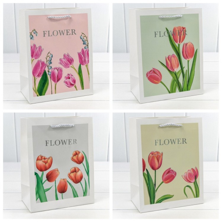 Пакет подарочный с тиснением "Flower" (микс) 18*23*10 210г 1/20 1/360 Арт: 000254E