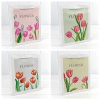 Пакет подарочный с тиснением "Flower" (микс) 26*32*10 210г 1/20 1/240 Арт: 000254C