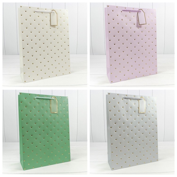 Пакет подарочный с тиснением "Сердечки" (микс 2) 31*42*12 210г 1/20 1/80 Арт: 000545A