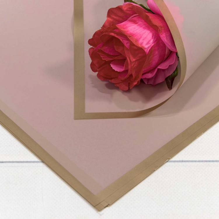 Плёнка в листах 58*58 (20 шт.) матовая с золотым краем 50мкм Грязно-розовый 1/60 Арт: 1640/6029