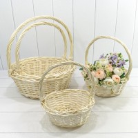 Корзины плетёные Круглые Набор 1/4 40*15/44 (±5%) с ручкой Молочный 1/6 Арт: 420180/2