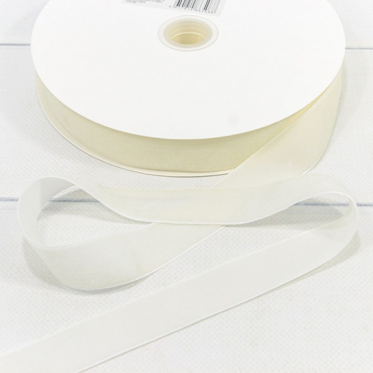 Лента Бархат 2,5см*25ярд Белый 1/13 1/52 Арт: 592-25/49