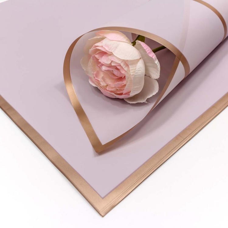 Плёнка в листах 58*58 (20 шт.) матовая с золотым краем 50мкм Сиреневый 1/60 Арт: 1640/5295