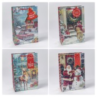 Пакет подарочный с блестящими вкраплениями "Новый год" (микс 441) 20*30*10 210г 1/20 1/240 Арт: 300441K