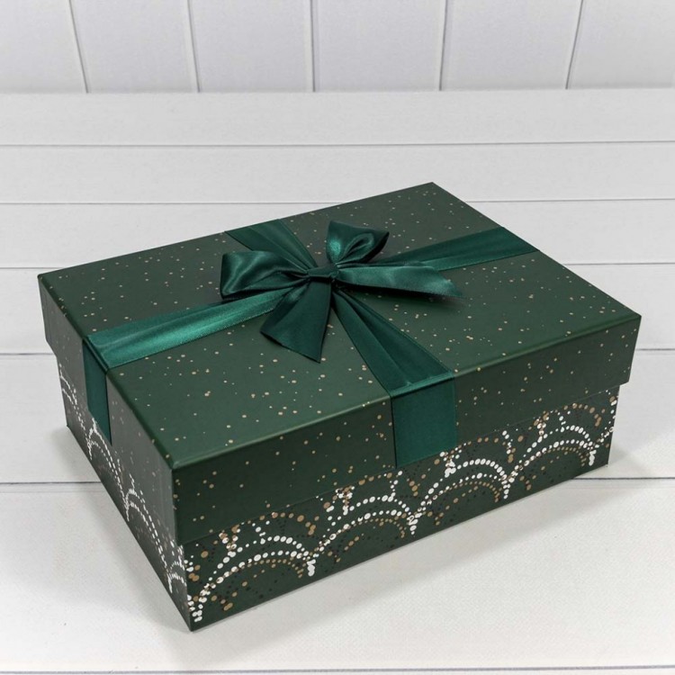 Коробки Прямоугольные Набор 1/3 28*21*11 с бантом Зелёный 1/24 Арт: 720300-553