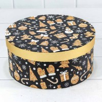 Коробки Круглые Набор 1/3 25,5*11,5 "Новый год" Чёрный 1/12 Арт: 7302245/1645
