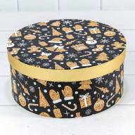 Коробки Круглые Набор 1/3 25,5*11,5 &quot;Новый год&quot; Чёрный 1/12 Арт: 7302245/1645 - Коробки Круглые Набор 1/3 25,5*11,5 "Новый год" Чёрный 1/12 Арт: 7302245/1645