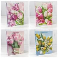 Пакет подарочный с блёстками "Тюльпаны" (микс) 30*41,5*12 210г 1/20 1/120 Арт: 000311A - Пакет подарочный с блёстками "Тюльпаны" (микс) 30*41,5*12 210г 1/20 1/120 Арт: 000311A