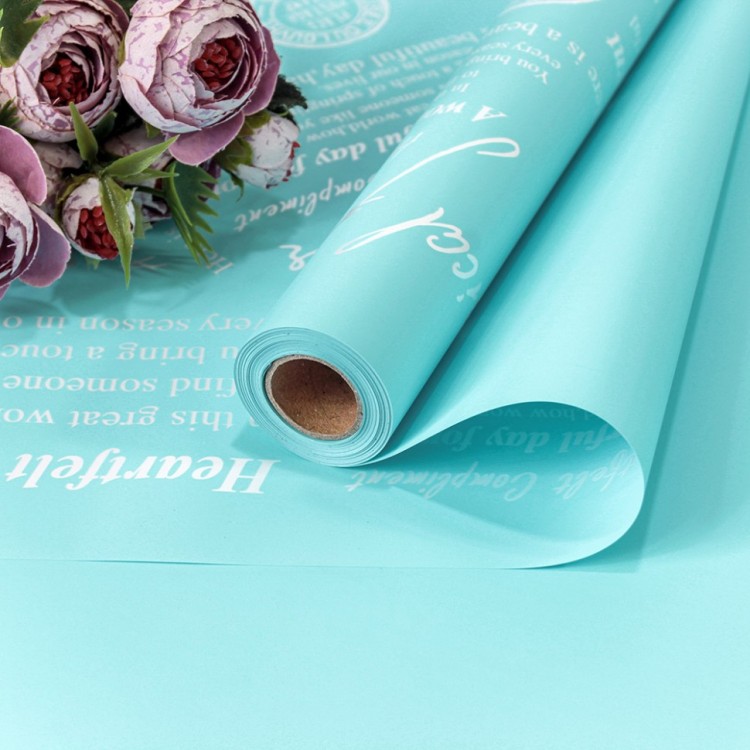 Плёнка 0,58*10м матовая с печатью 65мкм Голубой 1/30 Арт: 1601/636