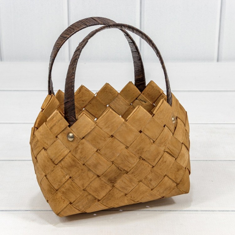 Корзина плетёная 20*10*12 (±5%) из секвойи с ручками Медовый 1/60 Арт: 420330/1040