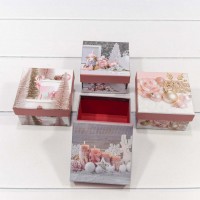 Коробка Квадратная 9,5*9,5*5,5 "Новый год" (микс 0462) 1/12 1/144 Арт: 730111/0462