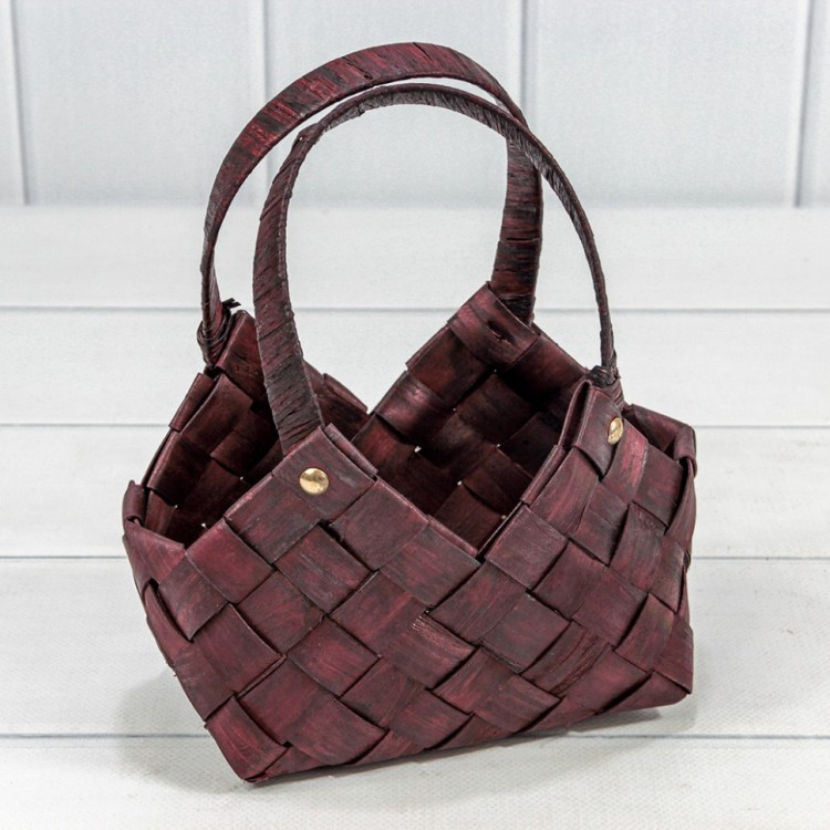 Корзина плетёная 20*11*12 (±5%) из секвойи с ручками Бурый 1/60 Арт: 420332/1051
