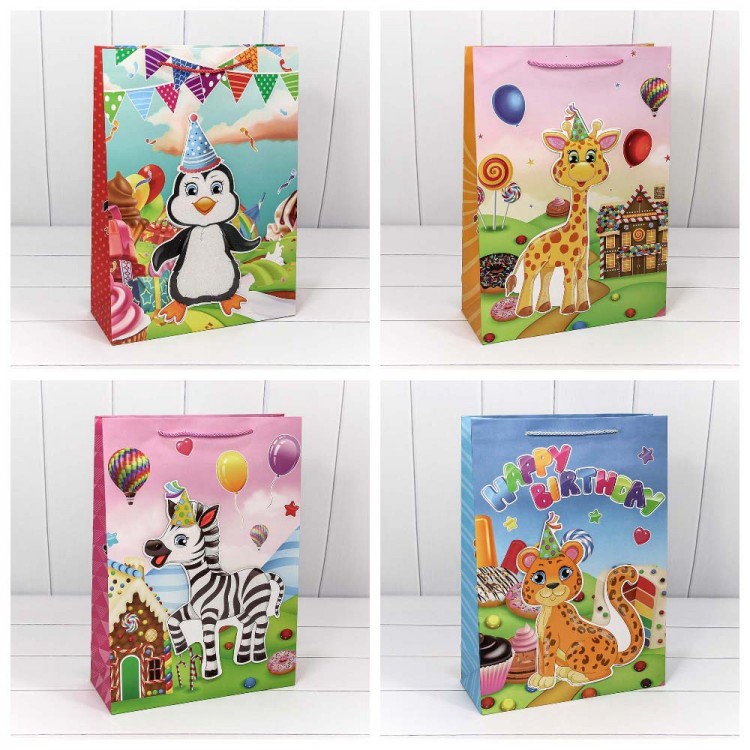 Пакет подарочный с 3D аппликацией "Детский" (микс 2) 30*41,5*12 1/20 1/120 Арт: 000105A