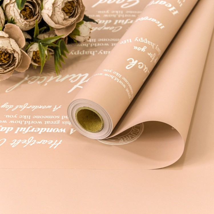 Плёнка 0,58*10м матовая с печатью 65мкм Персиковый-7611 1/30 Арт: 1601/7611