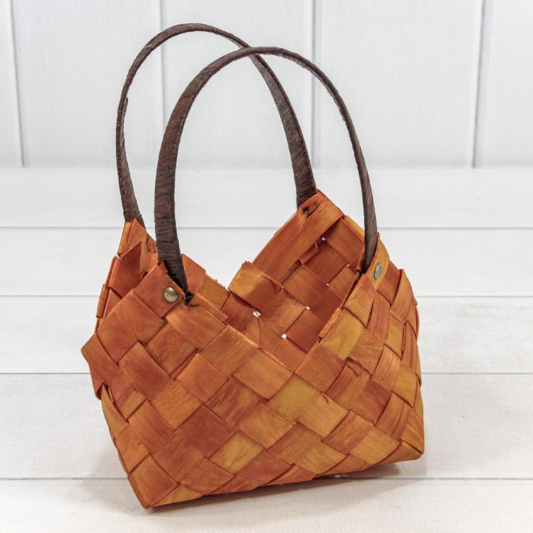 Корзина плетёная 21*10*14 (±5%) из секвойи с ручками Рыжий 1/60 Арт: 420331/1039