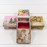 Коробка Квадратная 9,5*9,5*5,5 "Новый год" (микс 0503) 1/12 1/144 Арт: 730111/0503
