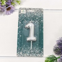 Свеча для торта Цифра 1 Серебряный 6см 1/12 1/120 Арт: 20014/1