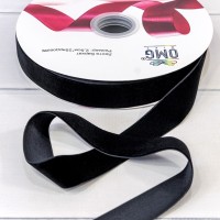 Лента Бархат 2,5см*25ярд Чёрный 1/13 1/52 Арт: 592-25/50