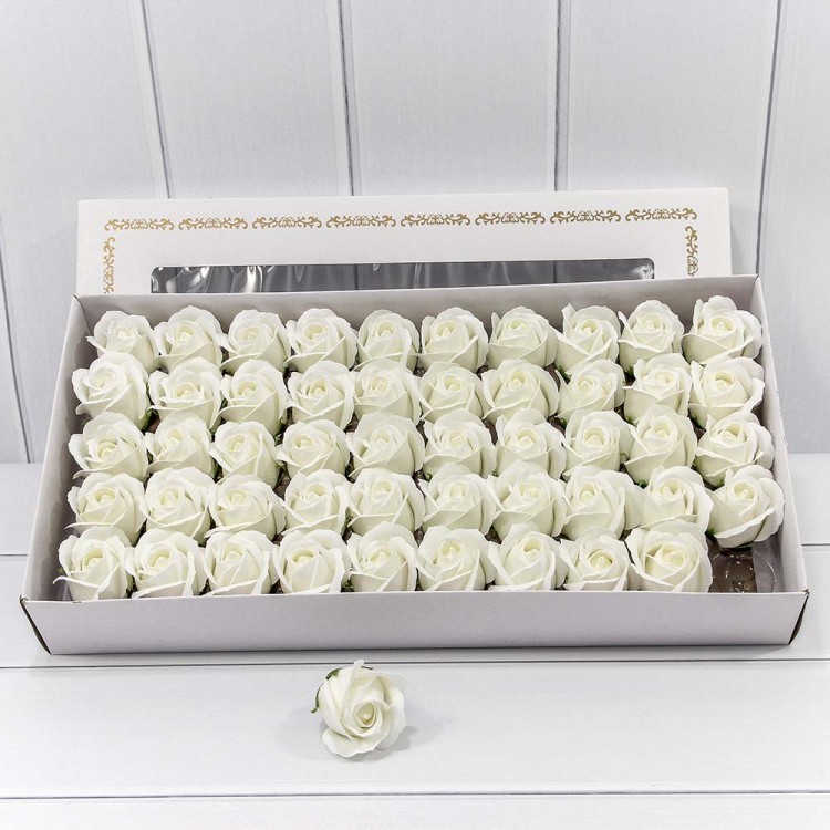 Декоративный цветок-мыло "Роза" класс А Белый 5,5*4 50шт. 1/20 Арт: 420058/24