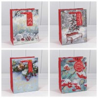 Пакет подарочный с блёстками "Happy New Year" (микс) 18*23*10 210г 1/20 1/160 Арт: 300295E
