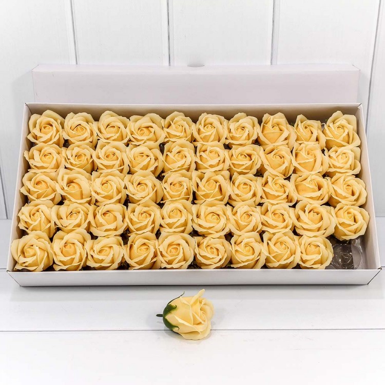 Декоративный цветок-мыло "Роза" Пастельно-жёлтый 5,5*6,5 50шт. 1/20 Арт: 420055/16*