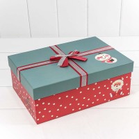 Коробки Прямоугольные Набор 1/3 33*23*12,5 с бантом "Новый год" Красный/Серо-голубой 1/20 Арт: 720300-261