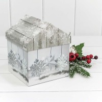 Коробки "Домик" Набор 1/4 15*15*18 "Снежинки" 1/24 Арт: 7304011/0488