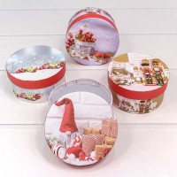Коробка Круглая 10,8*5,2 "Новый год" (микс 01) 1/12 1/144 Арт: 730139/0460