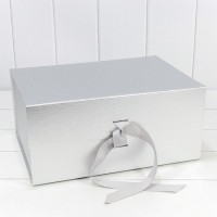 Коробка Прямоугольная 39*28*17,8 складная на магнитах Серебряный 1/24 Арт: 730229/0121