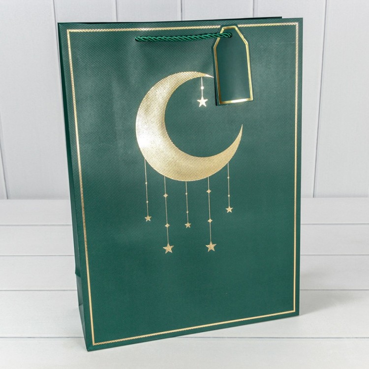 Пакет подарочный с тиснением "Полумесяц" (294) 31*42*12 210г Зелёный 1/20 1/80 Арт: 000294A/15