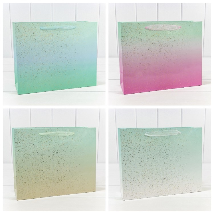 Пакет подарочный "Градиент" с блестящими вкраплениями (микс) 32*26*11 1/20 1/240 Арт: 000196CA