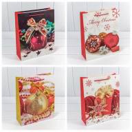 Пакет подарочный с блёстками &quot;Новый год&quot; (микс 122) 26*32*10 210г 1/12 1/240 Арт: 300122C - Пакет подарочный с блёстками "Новый год" (микс 122) 26*32*10 210г 1/12 1/240 Арт: 300122C