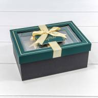 Коробки Прямоугольные Набор 1/3 22,5*16*9,5 с окошком и бантом Синевато-зелёный/Чёрный 1/20 Арт: 721309/6 - Коробки Прямоугольные Набор 1/3 22,5*16*9,5 с окошком и бантом Синевато-зелёный/Чёрный 1/20 Арт: 721309/6
