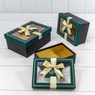 Коробки Прямоугольные Набор 1/3 22,5*16*9,5 с окошком и бантом Синевато-зелёный/Чёрный 1/20 Арт: 721309/6 - Коробки Прямоугольные Набор 1/3 22,5*16*9,5 с окошком и бантом Синевато-зелёный/Чёрный 1/20 Арт: 721309/6