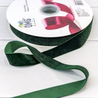 Лента Бархат 2,5см*25ярд Зелёный 1/13 1/52 Арт: 592-25/27