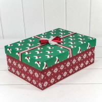 Коробки Прямоугольные Набор 1/3 35*25*12 "Новогодние шапочки" Зелёный/Красный 1/20 Арт: 720300-801