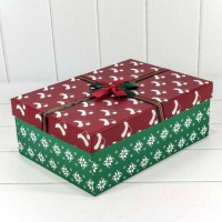 Коробки Прямоугольные Набор 1/3 35*25*12 "Новогодние шапочки" Красный/Зелёный 1/20 Арт: 720300-800