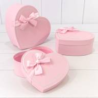 Коробки "Сердце" Набор 1/3 22,2*19,5*9 с бантом Розовый 1/36 Арт: 721194/6 - Коробки "Сердце" Набор 1/3 22,2*19,5*9 с бантом Розовый 1/36 Арт: 721194/6