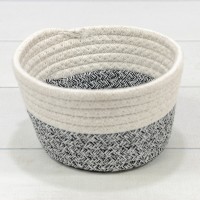 Корзина плетёная Круглая 15*9 (±5%) из хлопка Белый/Серый 1/120 Арт: 420165/75