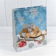 Пакет подарочный с блёстками &quot;Новый год&quot; (микс 123) 26*32*10 210г 1/12 1/240 Арт: 300123C - Пакет подарочный с блёстками "Новый год" (микс 123) 26*32*10 210г 1/12 1/240 Арт: 300123C