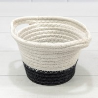 Корзина плетёная Круглая 16*13 (±5%) из хлопка с ручками Белый/Чёрный 1/60 Арт: 420171/73