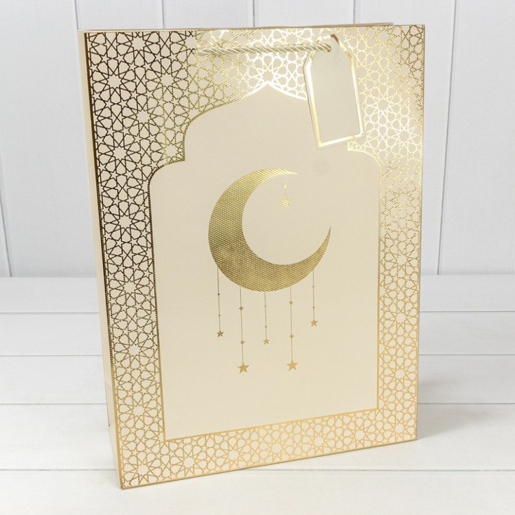 Пакет подарочный с тиснением "Полумесяц" (293) 31*42*12 210г Бежевый 1/20 1/80 Арт: 000293A/5