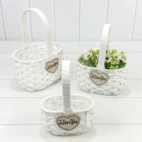 Корзины плетёные Овальные Набор 1/3 22*14*29 (±5%) из полипропилена с ручкой Белый 1/24 Арт: 420113/1