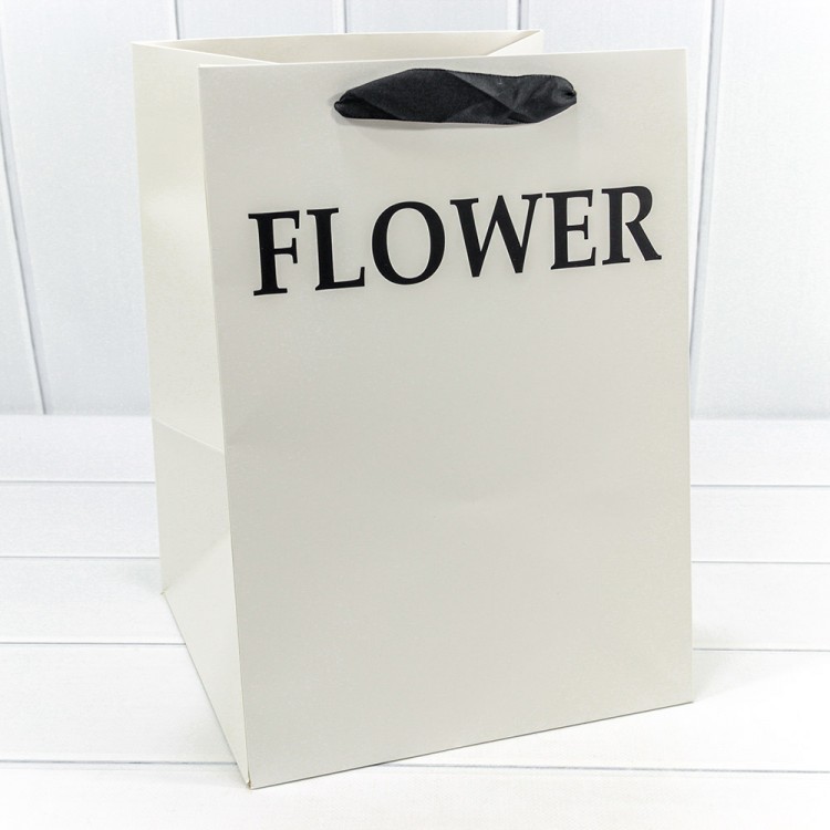 Пакет подарочный  "Flower" Белый 25*30*25 210г 1/10 1/200 Арт: 000179P/07